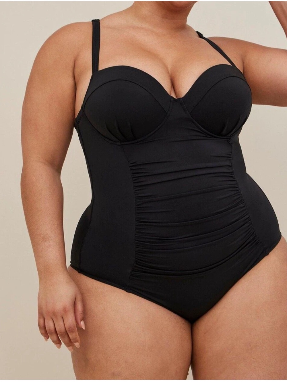 TORRID Black Slim Fix Underwire Strappy Back One Piece Swimsuit Women’s 3/3XL